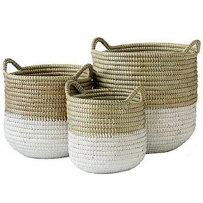 White Dipped Barrel Baskets