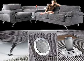 Den innovativa Sounds Sofa med en inbyggd iPhone / iPod docka