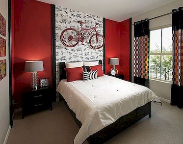 Hur man dekorerar ett sovrum med röda väggar