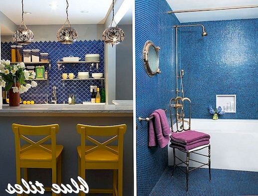 Sparren uw huis op met kleur - blauwe tegels voor de keuken en badkamer