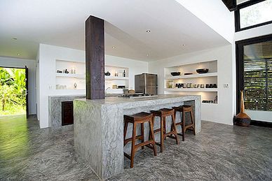 15 stijlvolle keukenontwerpen met betonnen toonhoogtepunten