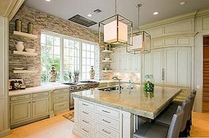 Προσθέστε κάποια ρουστίκ γοητεία στην κουζίνα σας με πέτρινους τοίχους