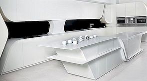 Moderne White Wave-keuken van A-cero