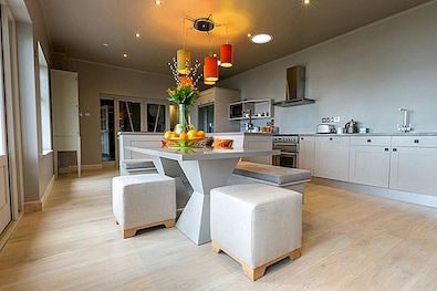 Stilīga Outlook izliektā virtuālā virtuve ar David Glover Furniture