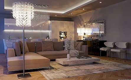 Moderní obývací pokoj od Eduarda Climanem, který představuje luxusní životní styl
