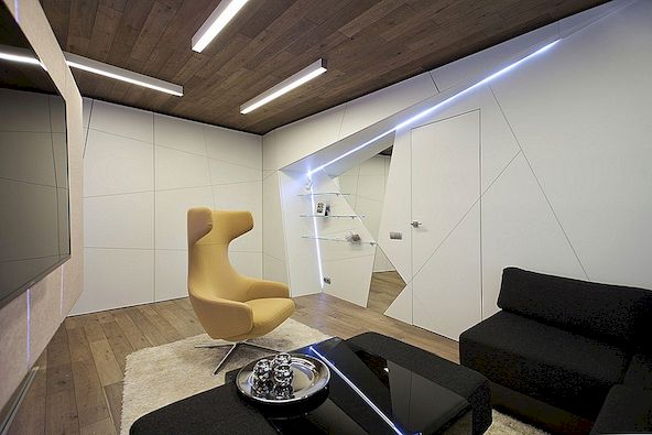 Excentrický obývací pokoj pro rodinu hudebníků Geometrix Design