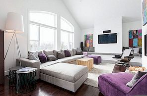 Jak používat fialové v ohromující vypadající obývací pokoje