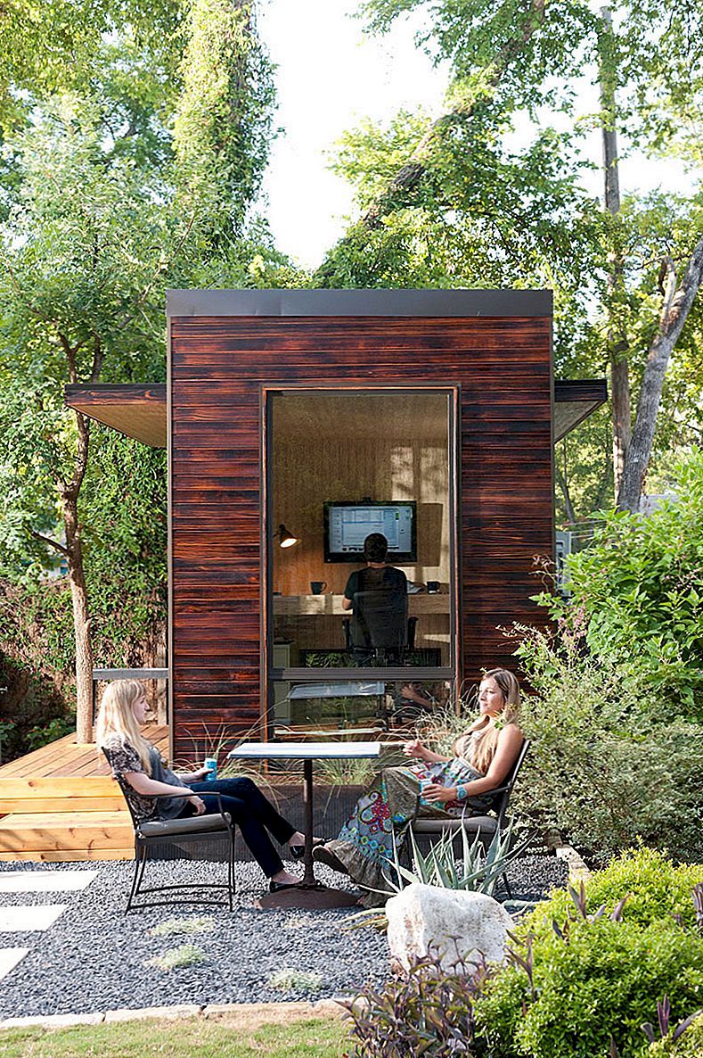 Moderne achtertuin kantoorprojecten die ervoor zorgen dat u vanuit huis wilt werken