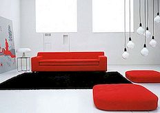 Σύγχρονος καναπές δίπλα στο Beside με μια λεπτή καπιτονέ υφή σε μια 3D επιφάνεια